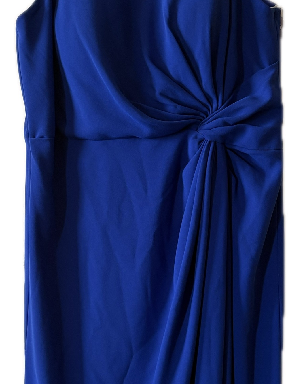 Jade Couture Royal Blue Draped Knot Detail Dress